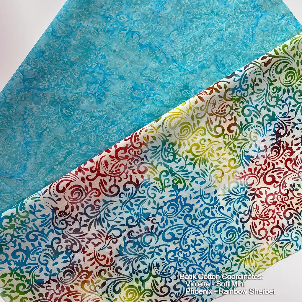 115" Batik Cotton Coordinates (2) - Rainbow Sherbet - Mint