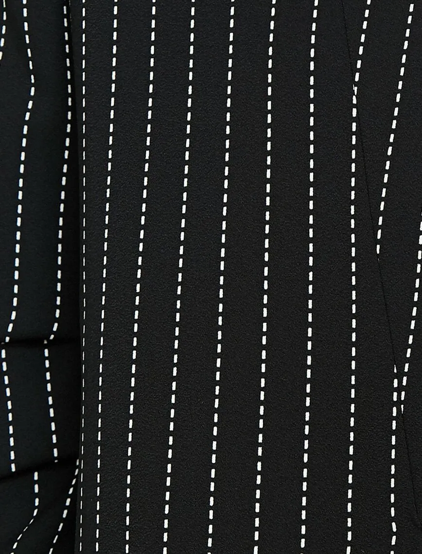 14947 Black Buttonless Striped Jacket
