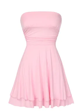 1960s Bandeau Solid Bodycon Dress