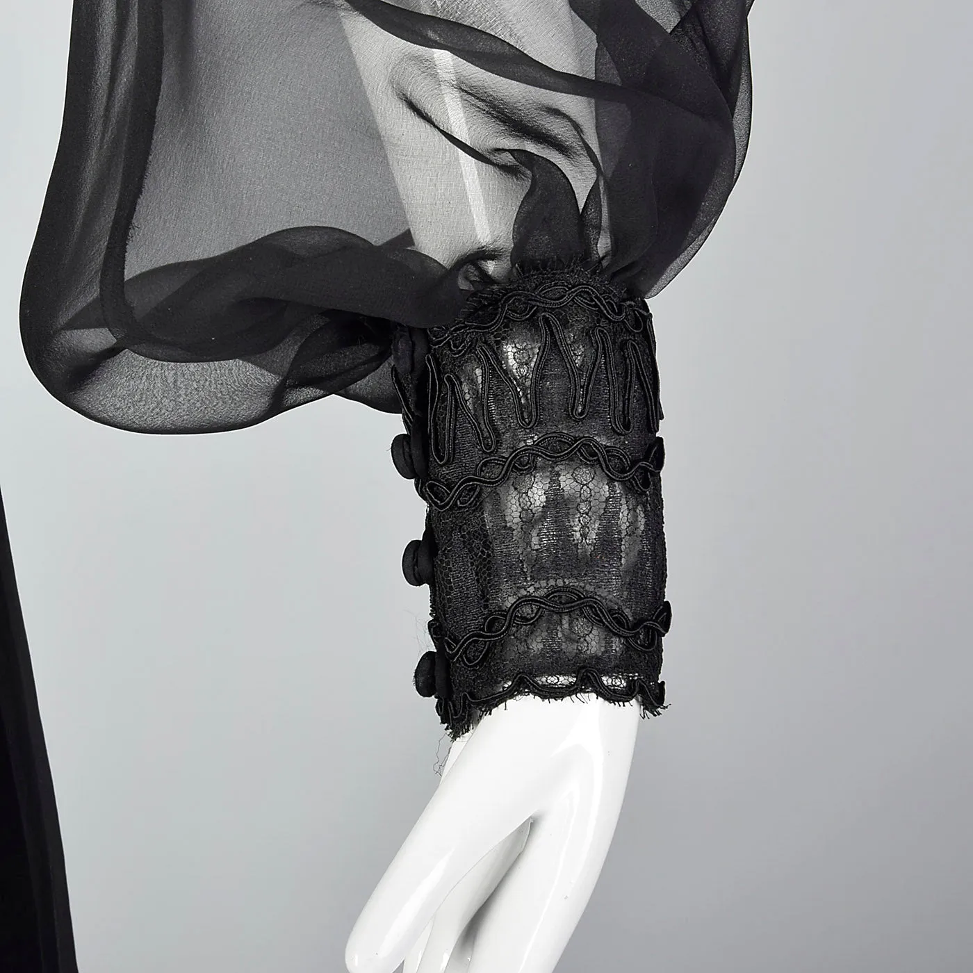1960s Layered Sheer Dress with Bishop Sleeves