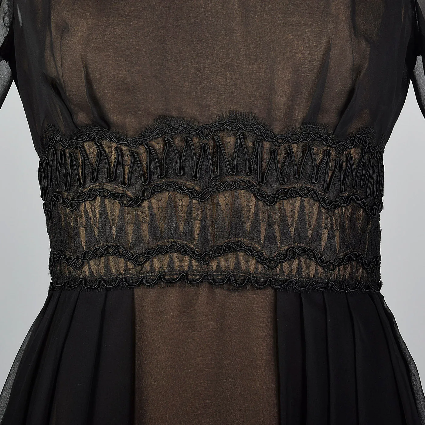 1960s Layered Sheer Dress with Bishop Sleeves