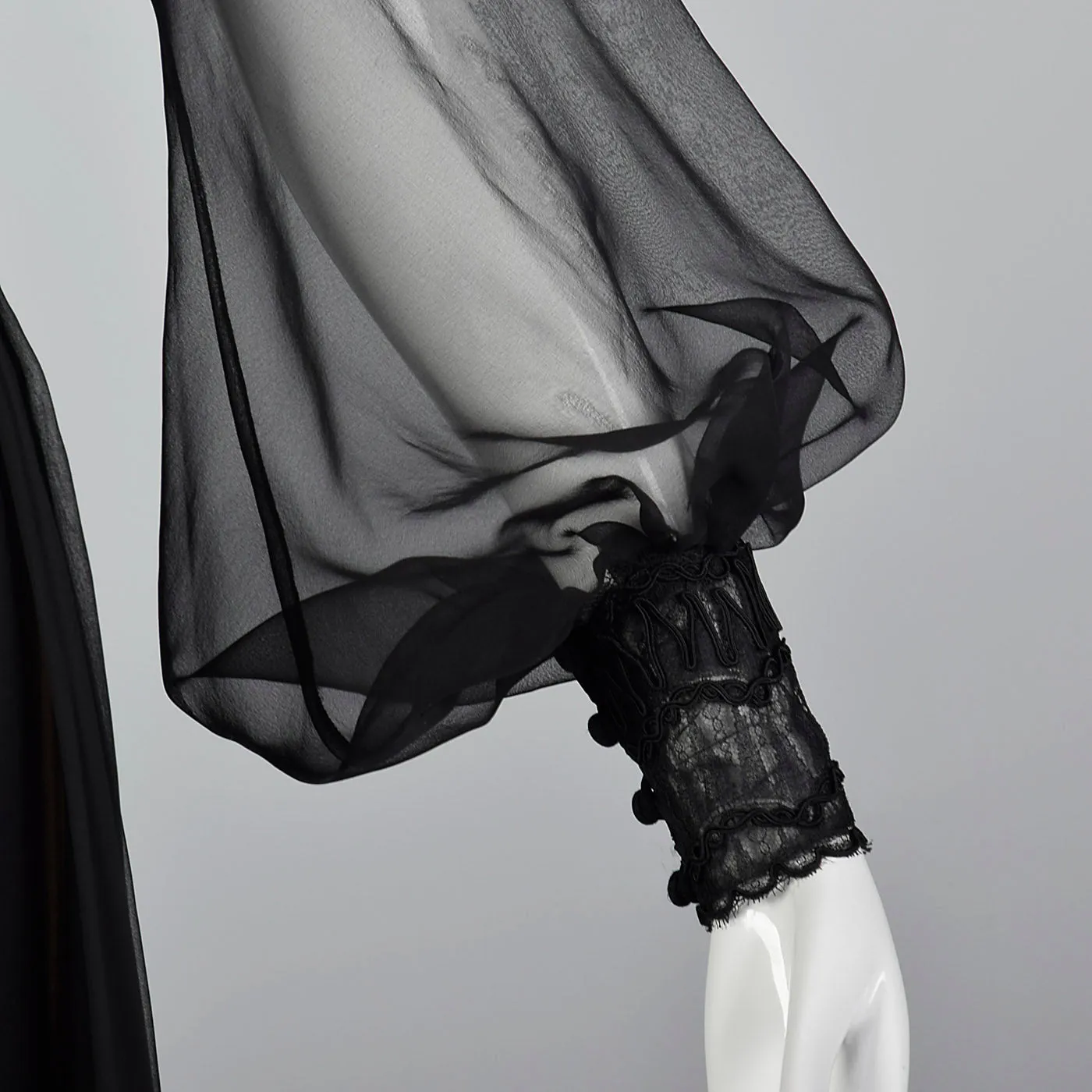 1960s Layered Sheer Dress with Bishop Sleeves