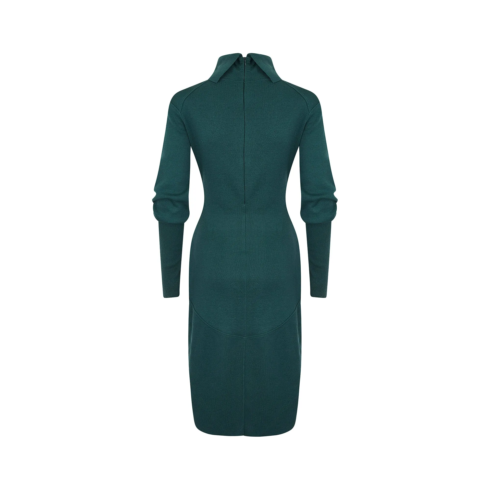 1980s Alaia Wool Teal Green Bodycon Dress