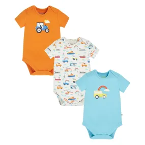3 pack bodysuits- land sea sky/orange