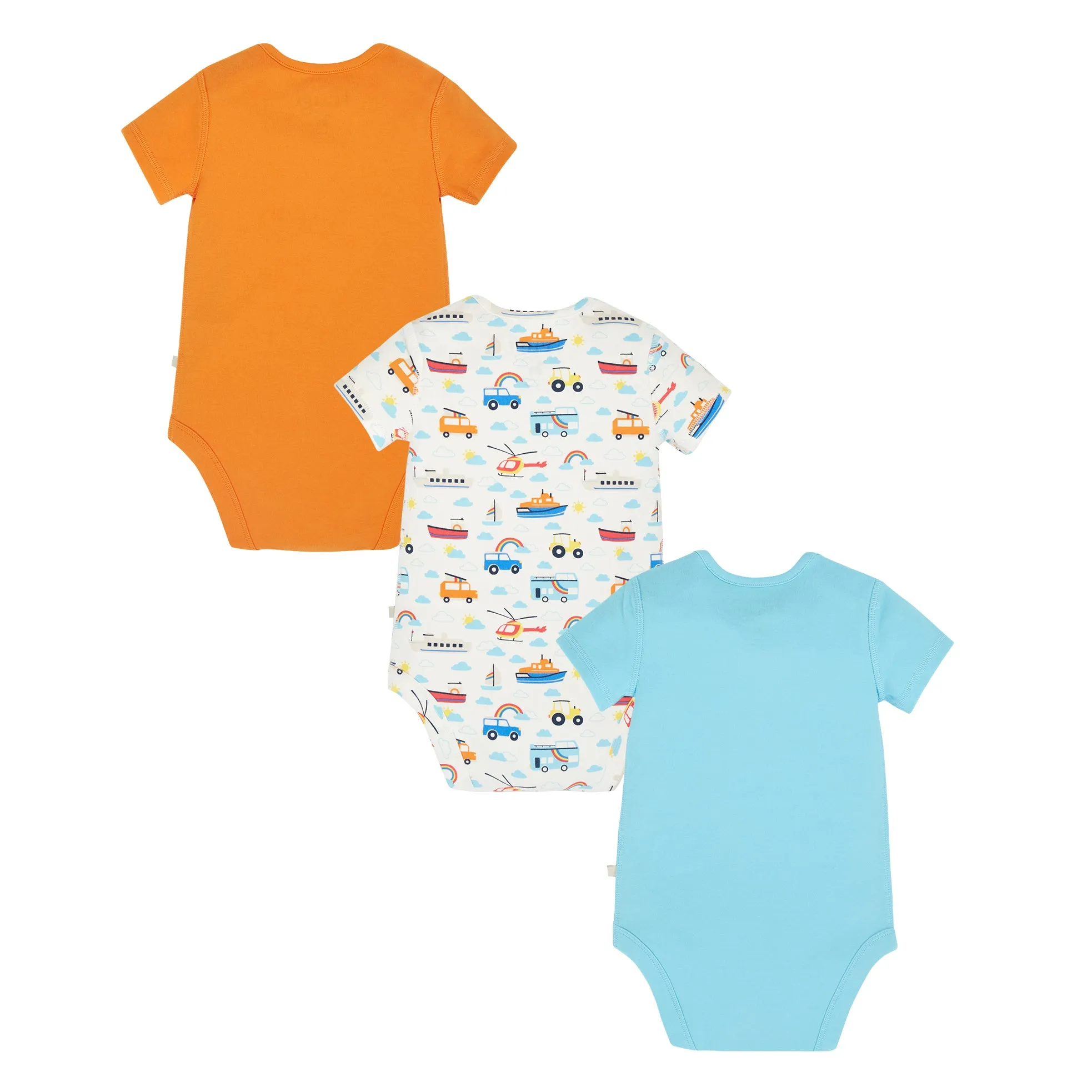 3 pack bodysuits- land sea sky/orange