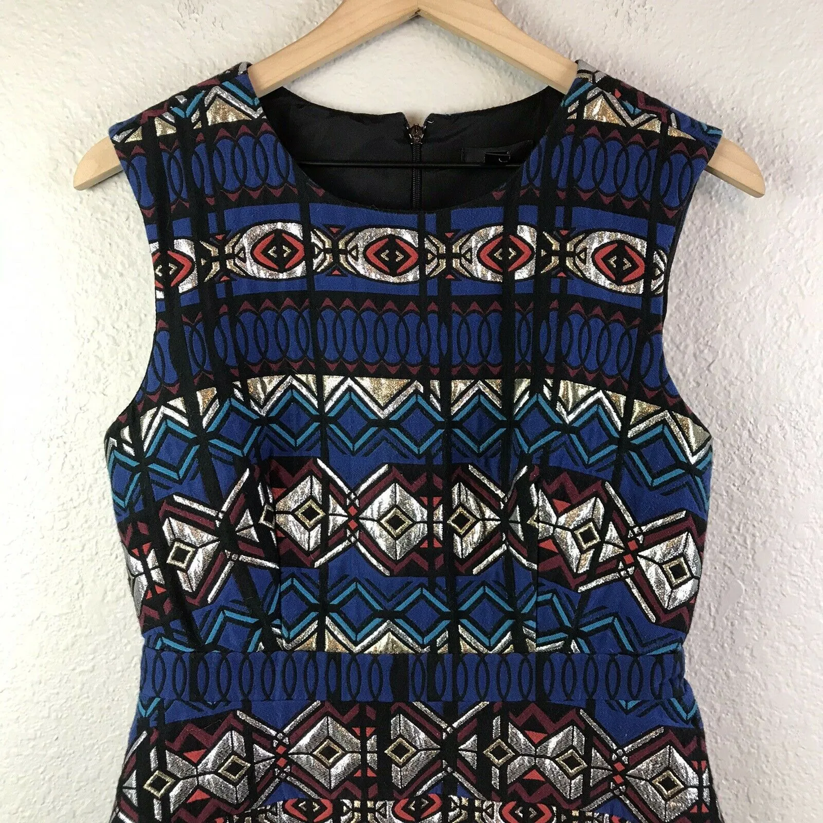 Abstract Print Metallic Dress