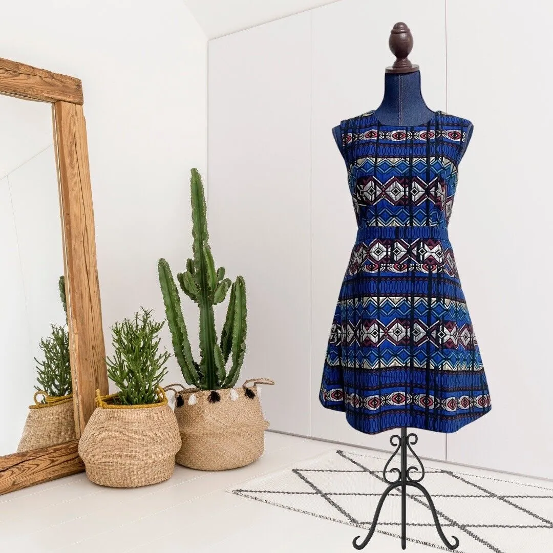Abstract Print Metallic Dress
