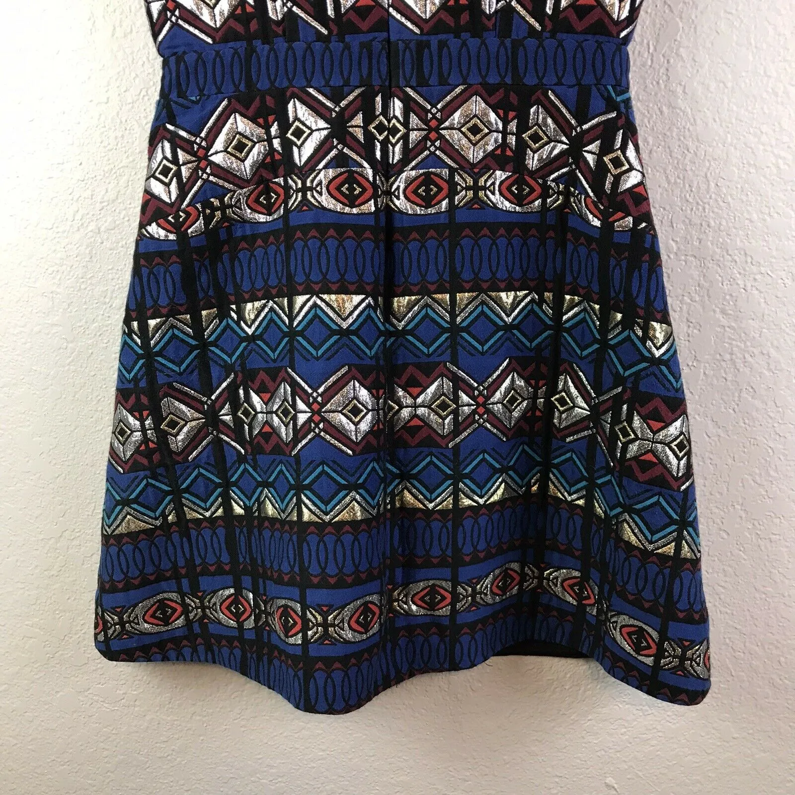 Abstract Print Metallic Dress
