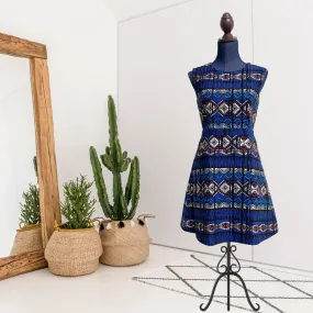 Abstract Print Metallic Dress