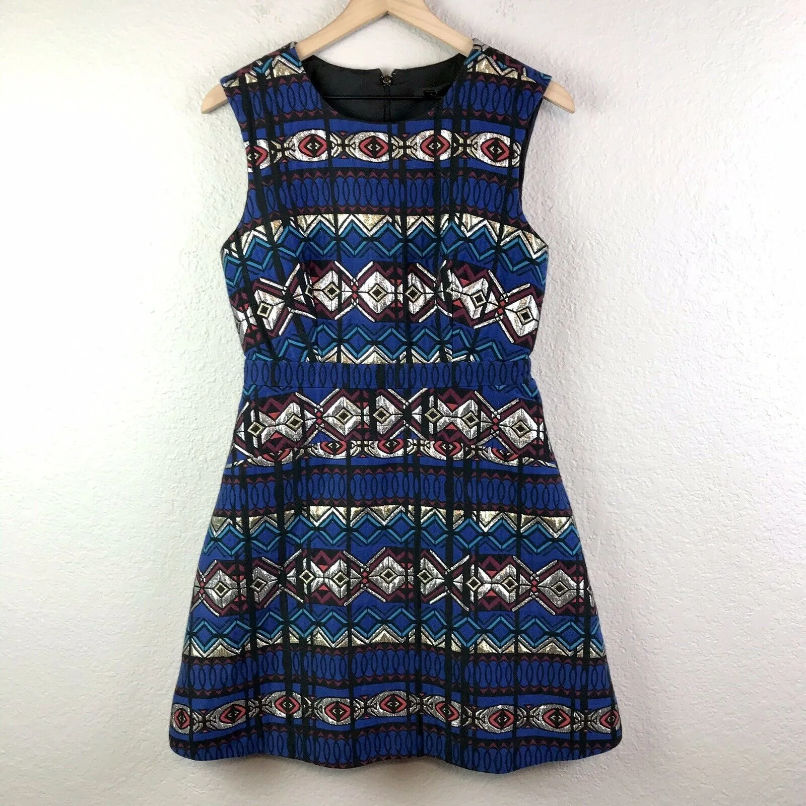 Abstract Print Metallic Dress