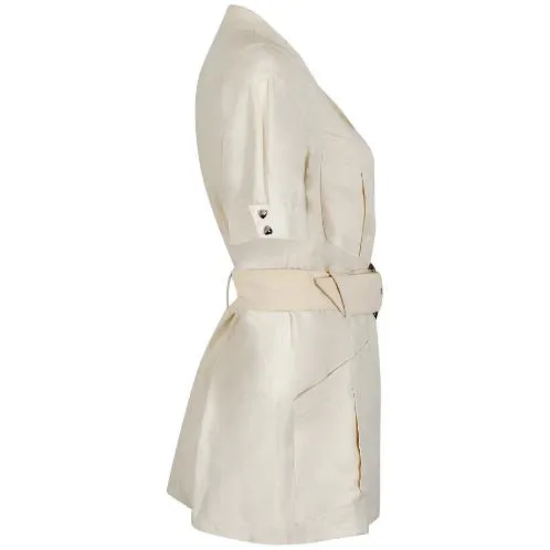 Archive 1990s Thierry Mugler White Belted Safari Jacket