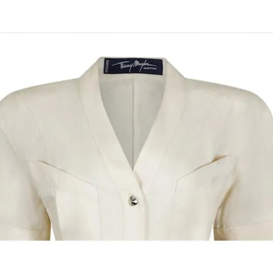 Archive 1990s Thierry Mugler White Belted Safari Jacket