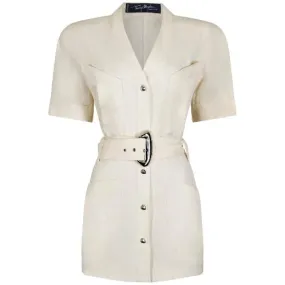 Archive 1990s Thierry Mugler White Belted Safari Jacket