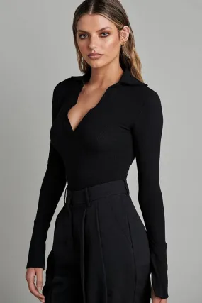 Bayse Brand WOMENS CELINE LONG SLEEVE BODYSUIT - BLACK