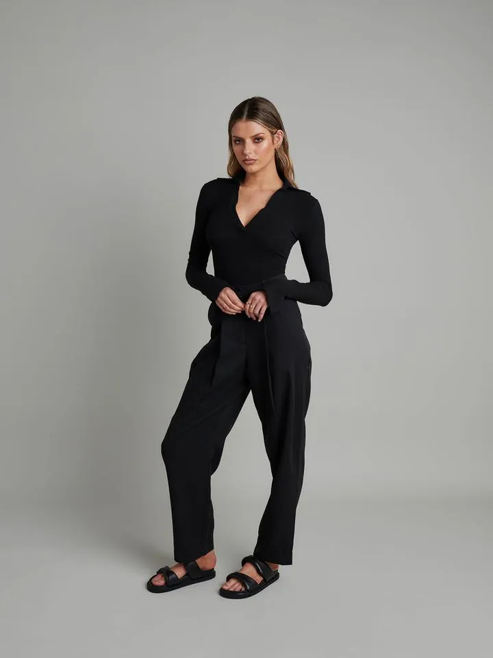Bayse Brand WOMENS CELINE LONG SLEEVE BODYSUIT - BLACK