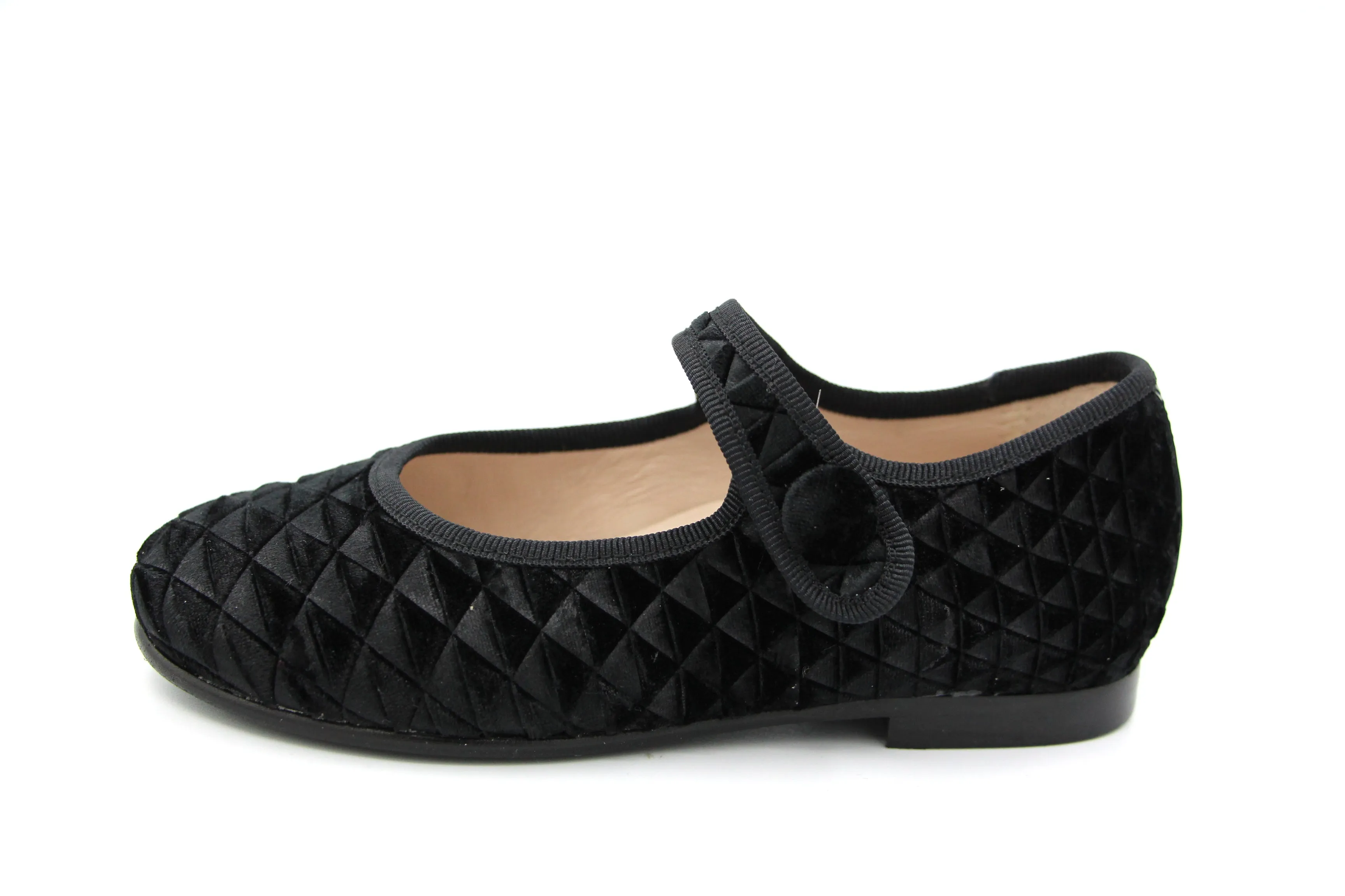 Beberlis  Black Velvet Quilted Mary Jane 22668-A