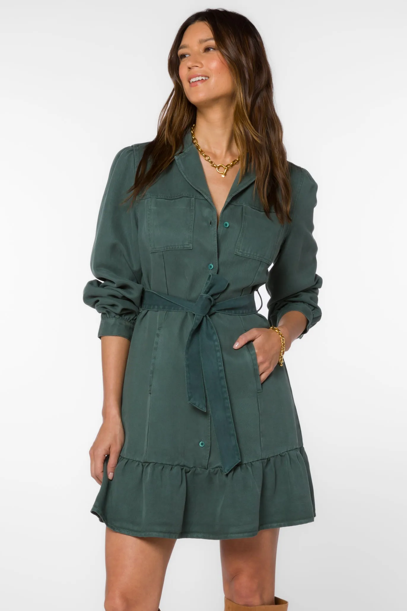 Bethenny Dark Green Dress
