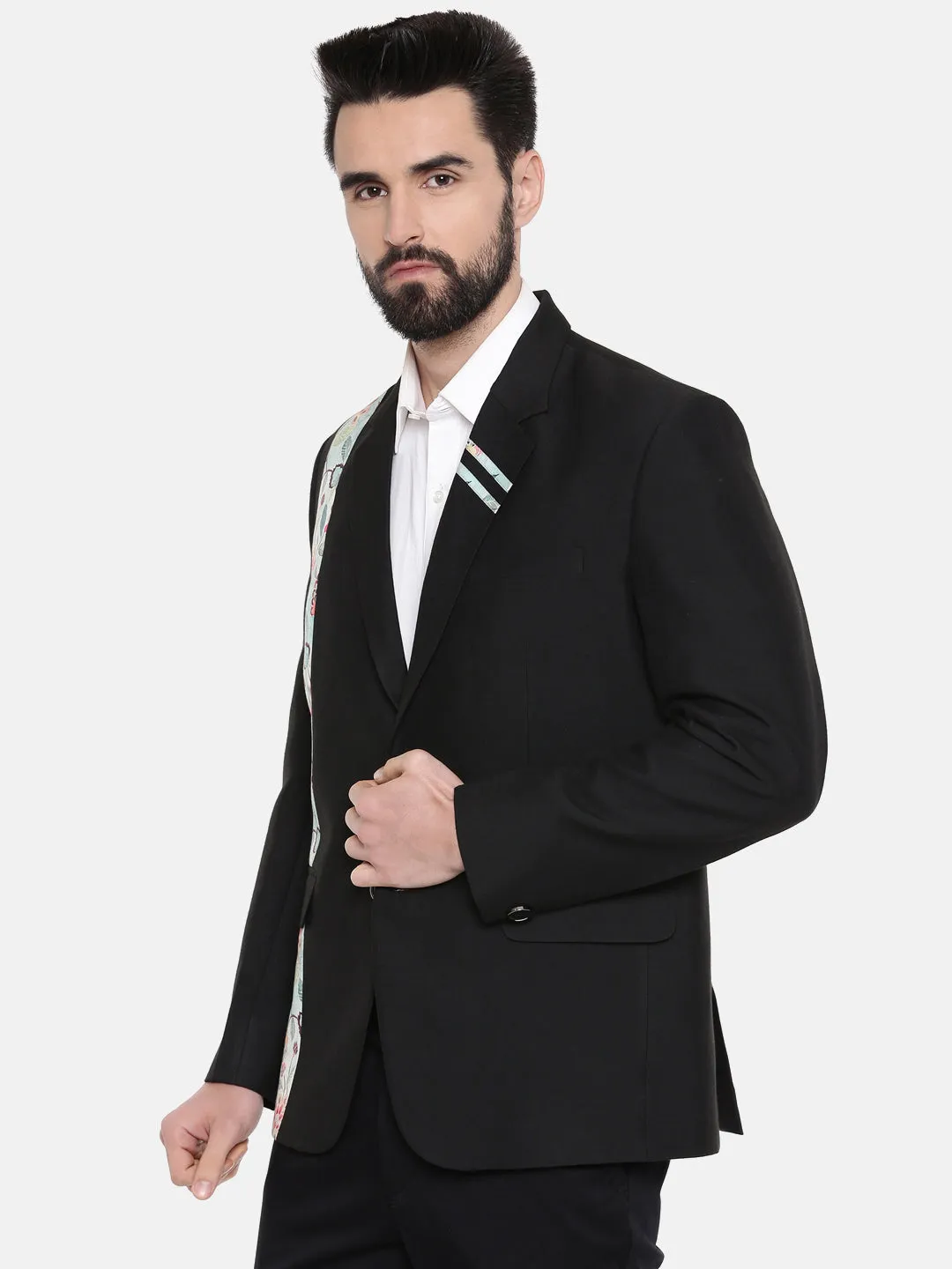 Black Men's Cotton Blazer - MMJ0143