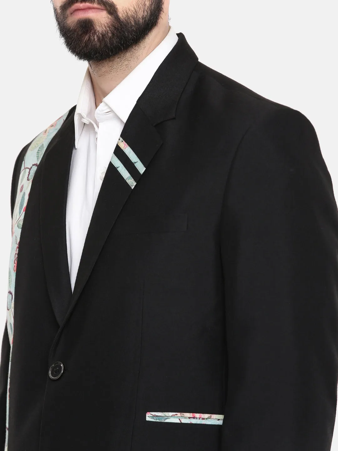 Black Men's Cotton Blazer - MMJ0143