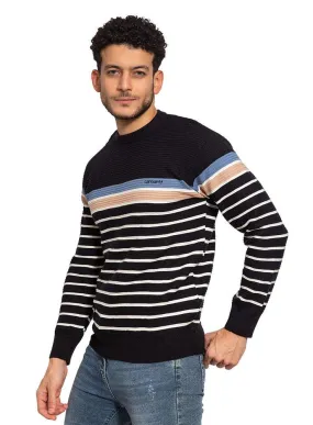 Black Wide Striped Pullover