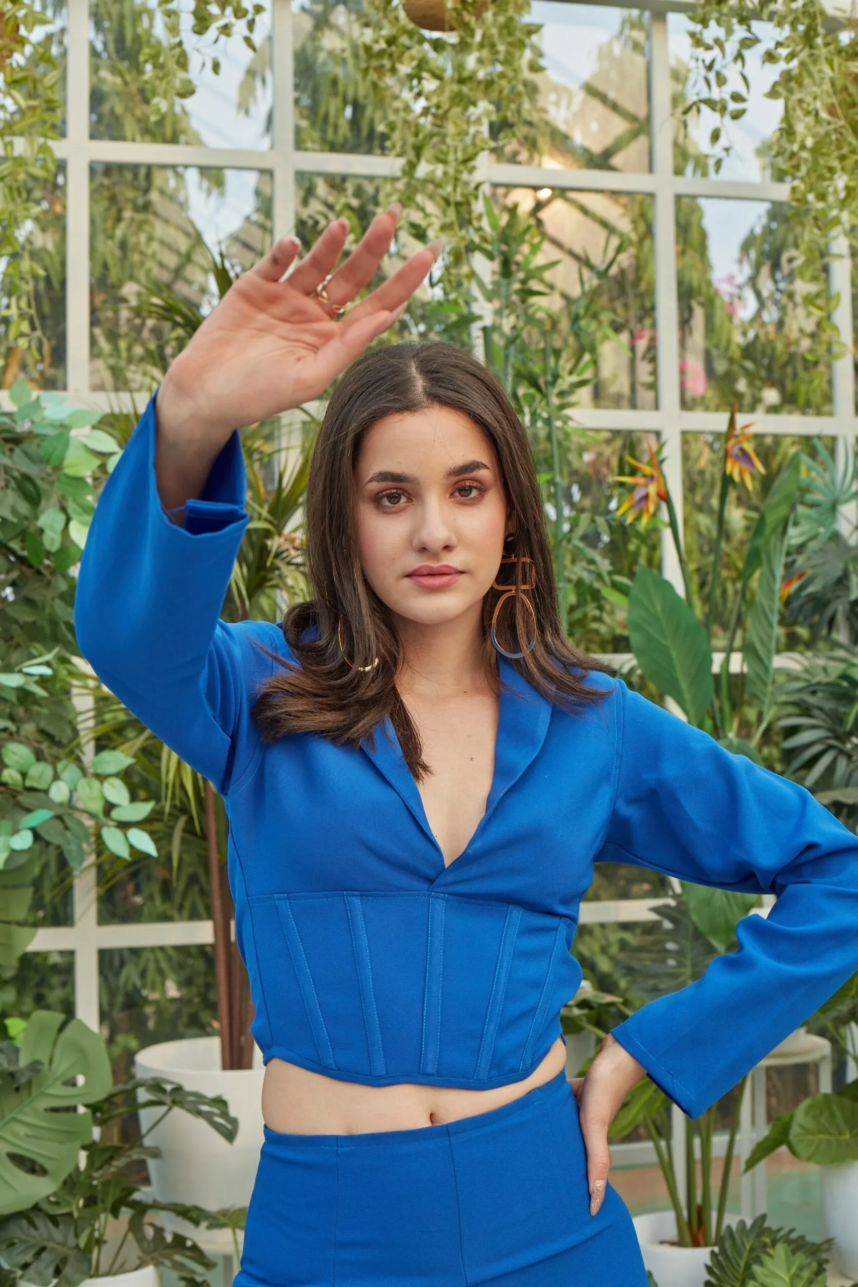 Blue Blazer Corset Top