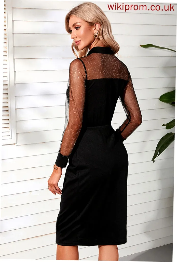 Bodycon Long Midi Dresses Blends collar Nathaly Sleeves Shirt Cotton Sexy Club Dresses