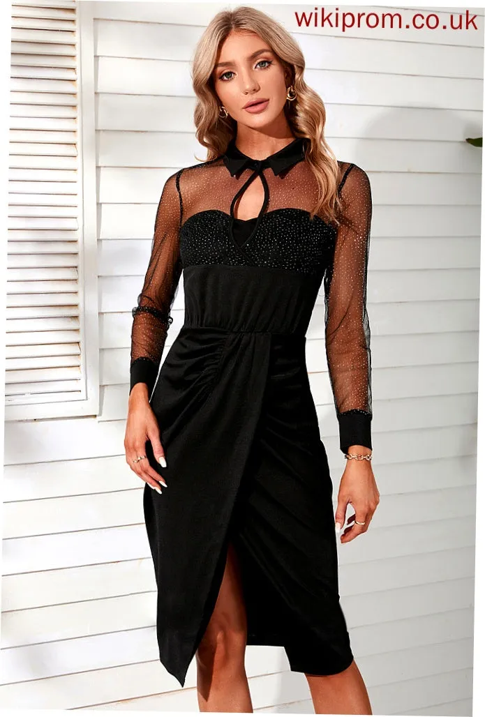 Bodycon Long Midi Dresses Blends collar Nathaly Sleeves Shirt Cotton Sexy Club Dresses