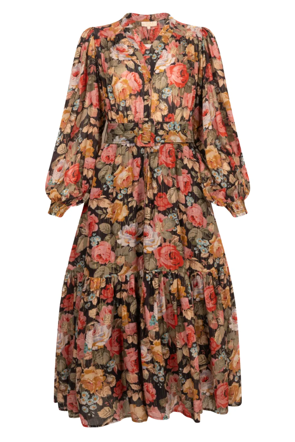 Bohemian Midi Dress in Rose Garden