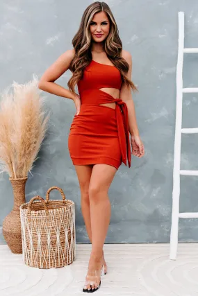 Bombshell Behavior One Shoulder Cut-Out Bodycon (Amber)