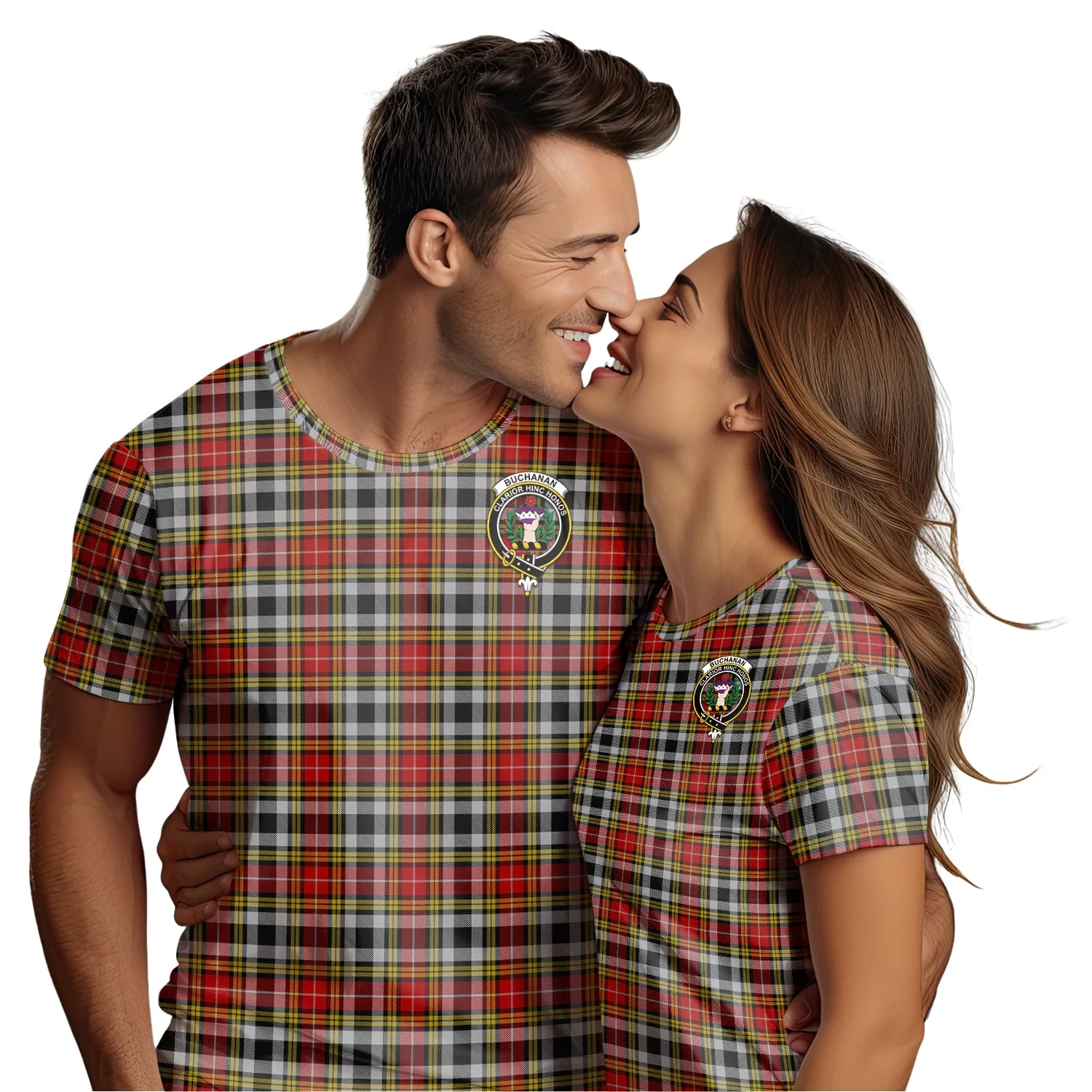 Buchanan Old Dress Tartan T-Shirt with Family Crest