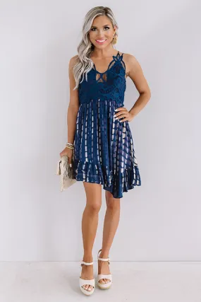 Cayman Isle Cutie Crochet Dress In Navy