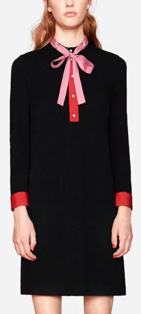 Color Contrast Tie Shirt Dress