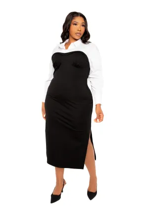 Contrast Shirt Dress