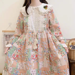 Cottagecore Floral Patchwork Dress