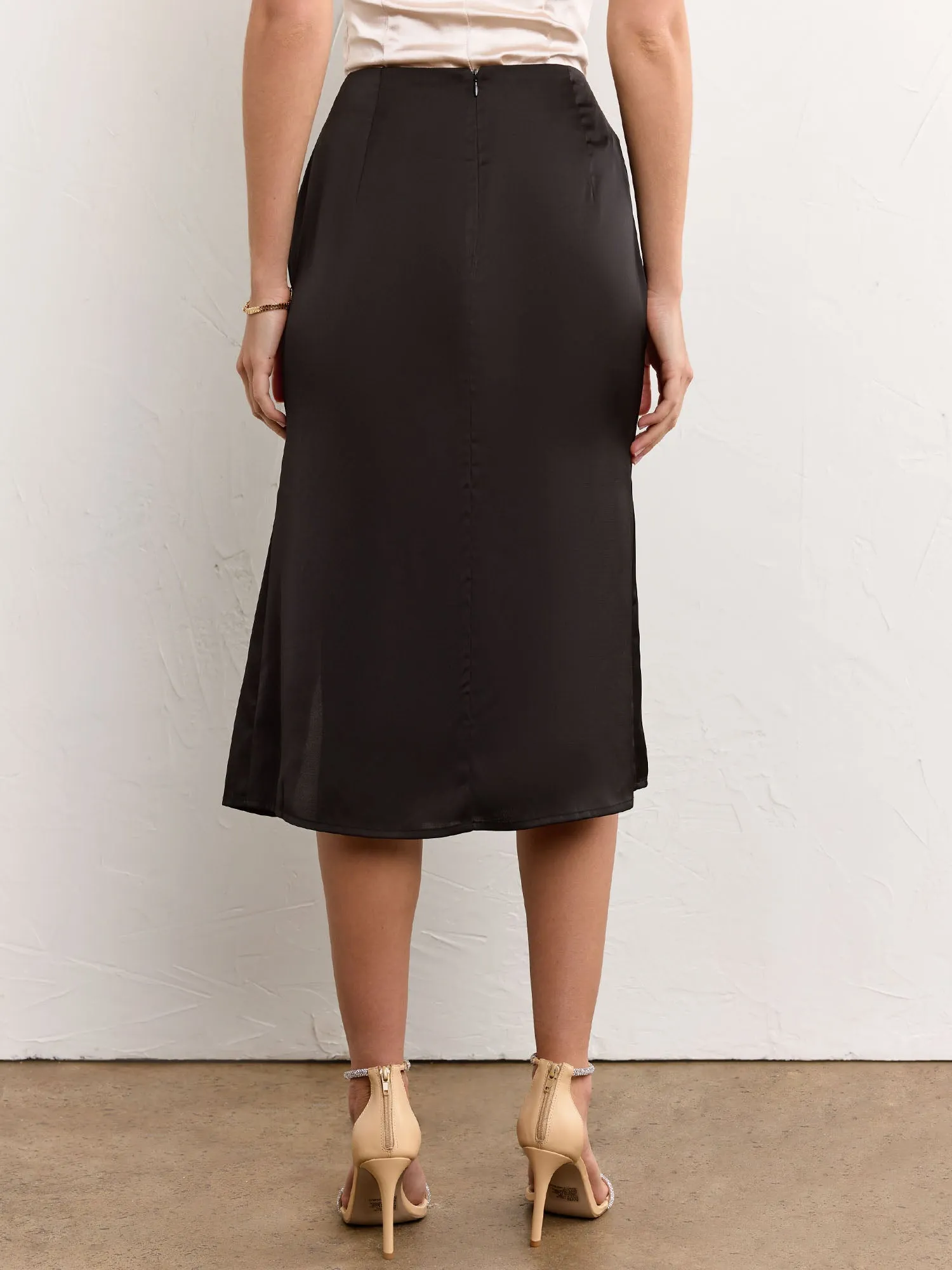Cover Button Split Hem Midi Skirt - Dress Forum