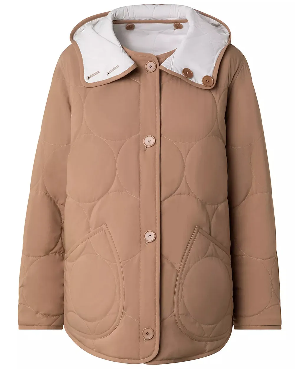 Cream and Caramel Techno Dot Quilted Jacket