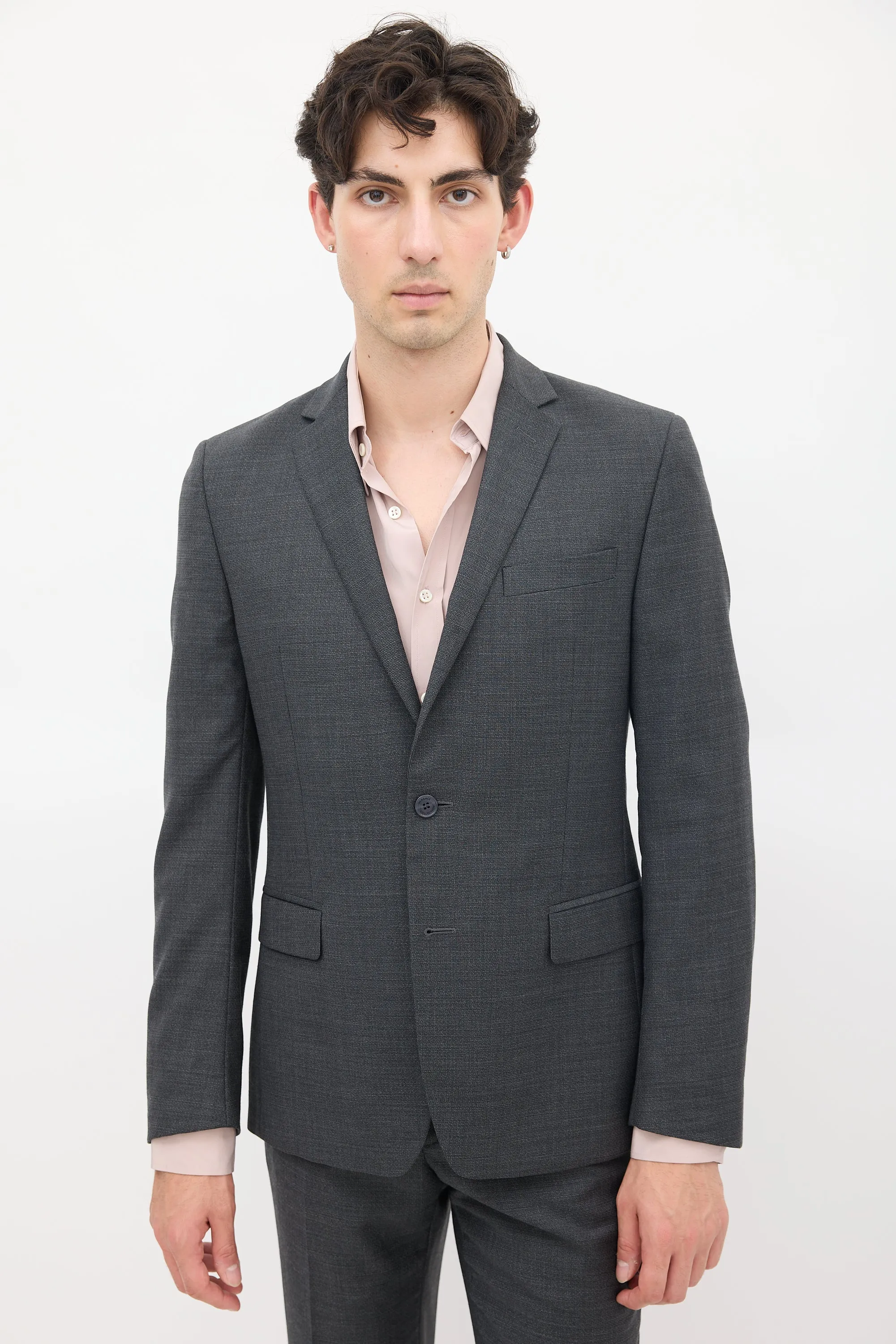 Dark Grey Wool Three Pocket Suit
