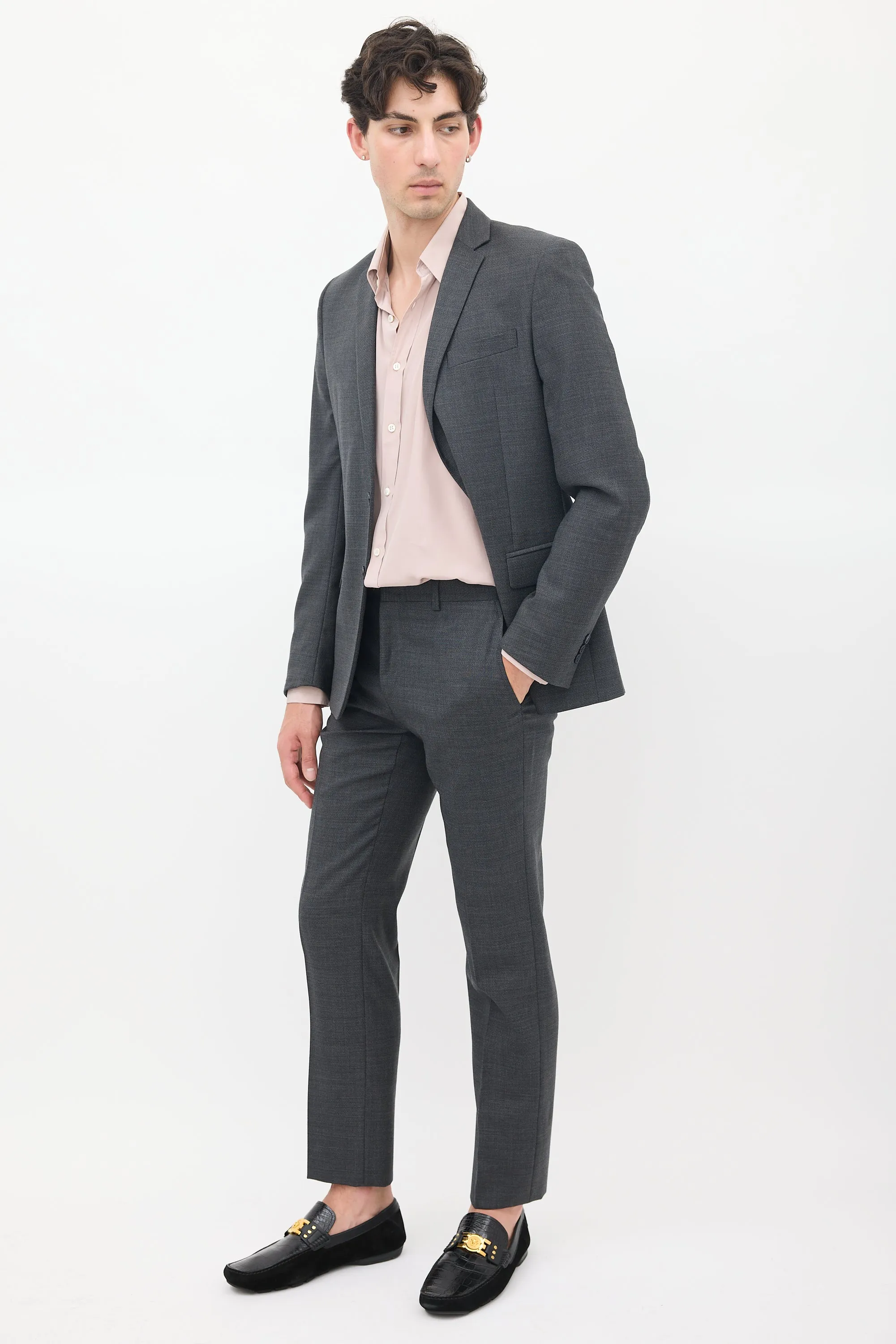 Dark Grey Wool Three Pocket Suit