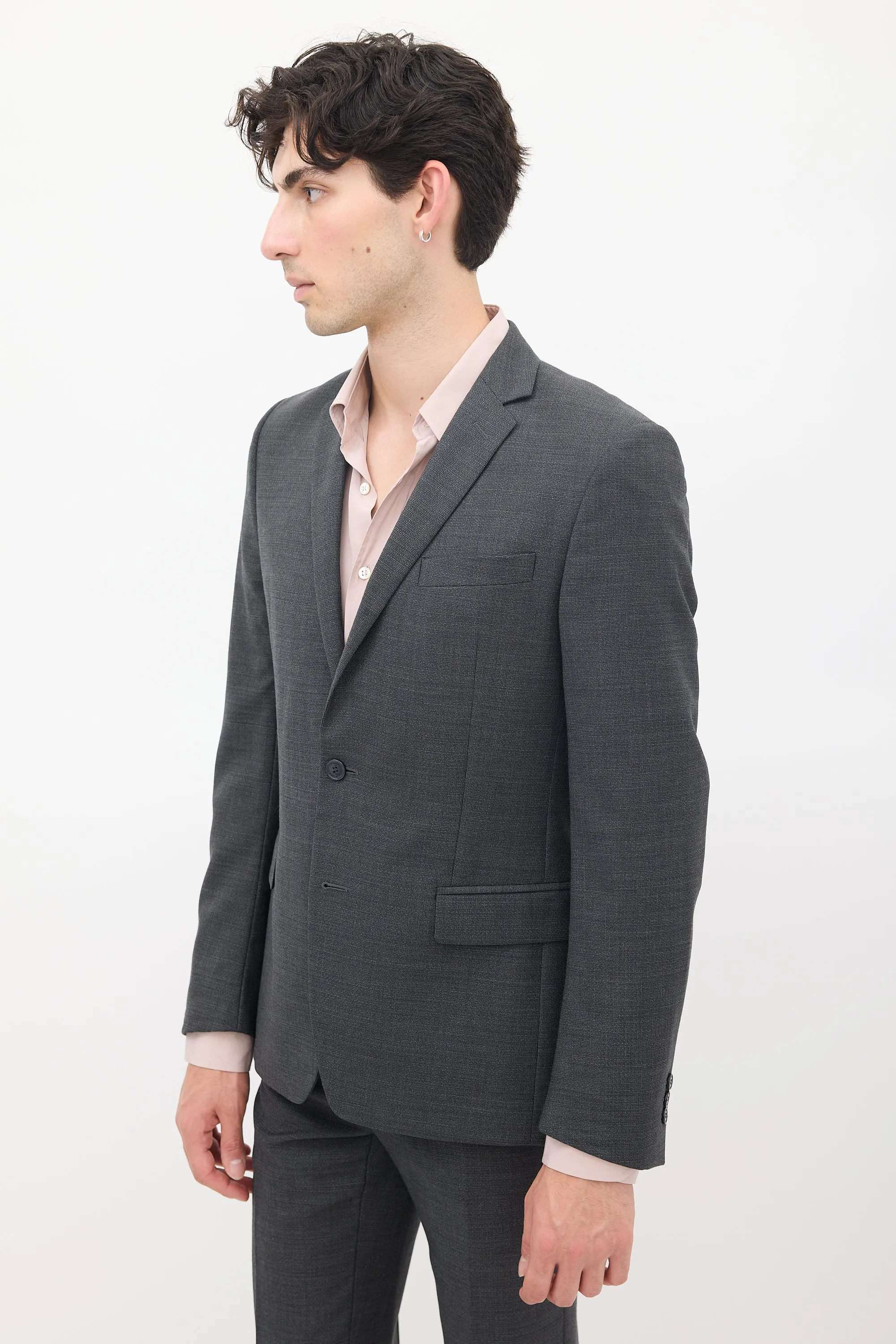 Dark Grey Wool Three Pocket Suit