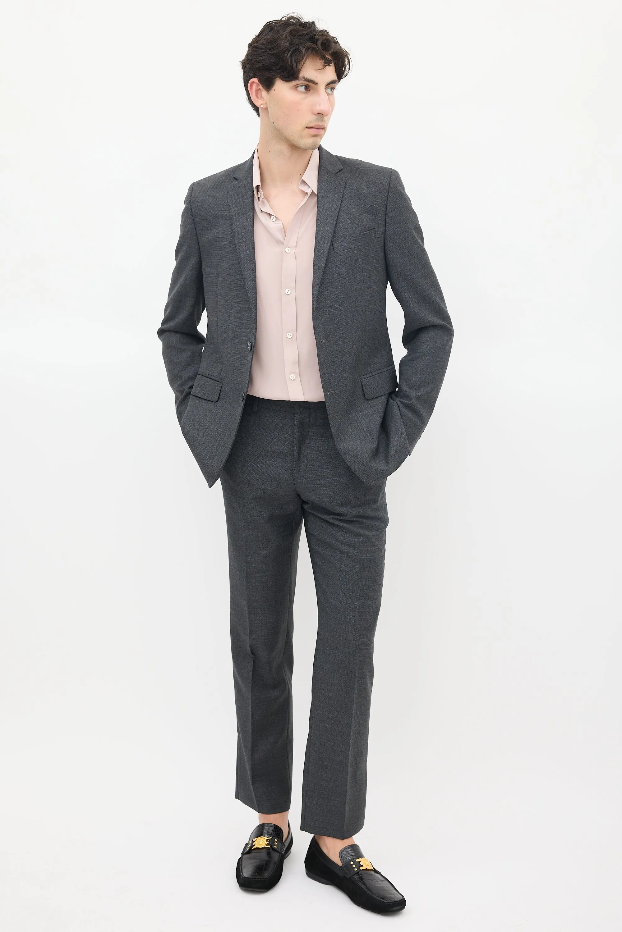 Dark Grey Wool Three Pocket Suit