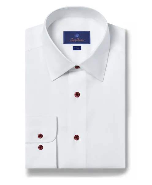 David Donahue - Super Fine Twill Dress Shirt Barrel Cuff Trim Fit -