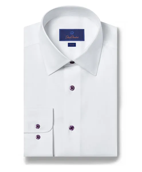 David Donahue - Super Fine Twill Dress Shirt Barrel Cuff Trim Fit -
