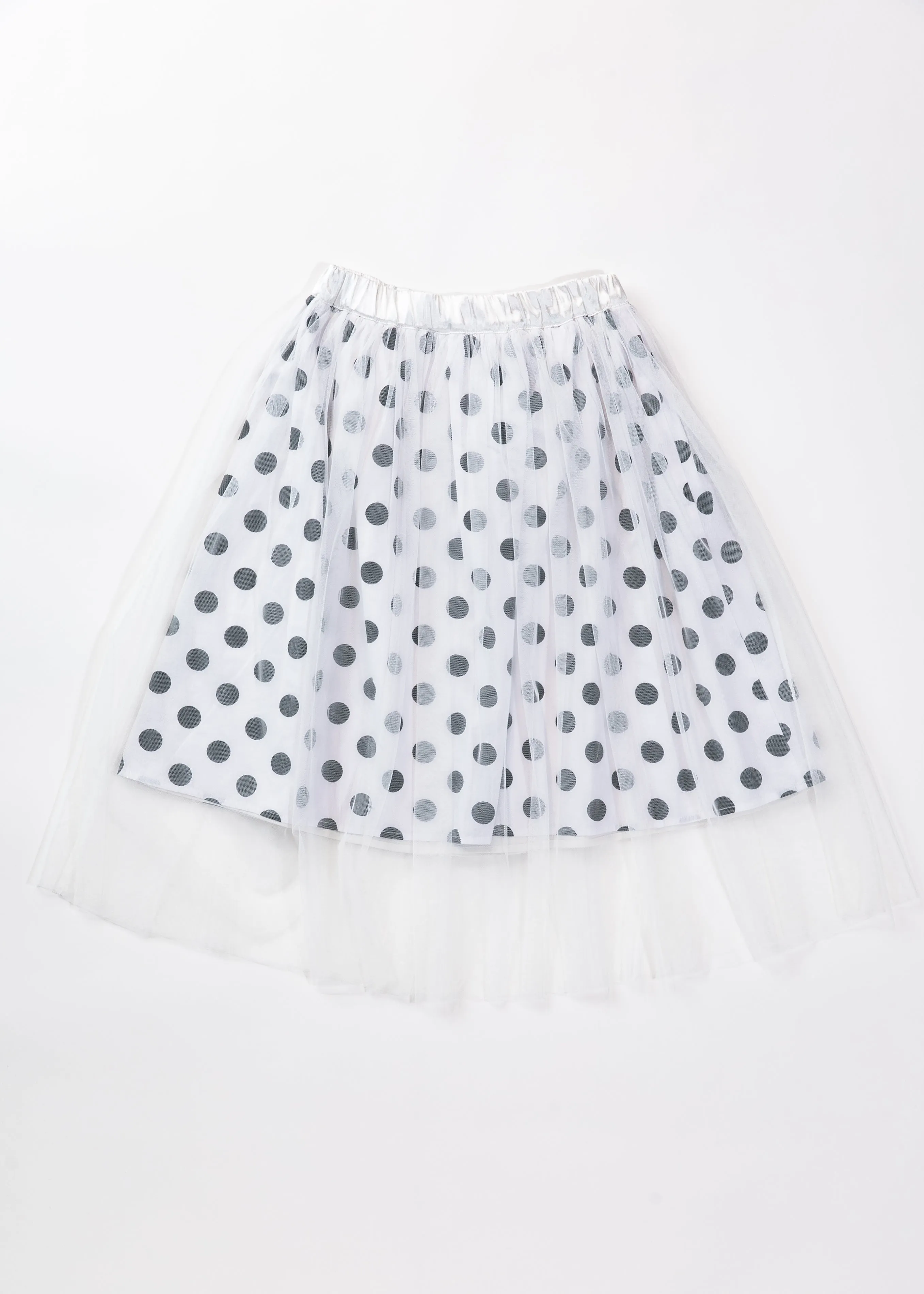 Dot tulle layered midi skirt