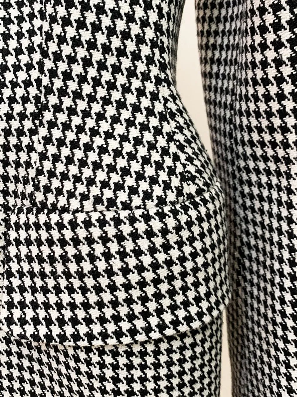Double Breasted Houndstooth Tweed Coat