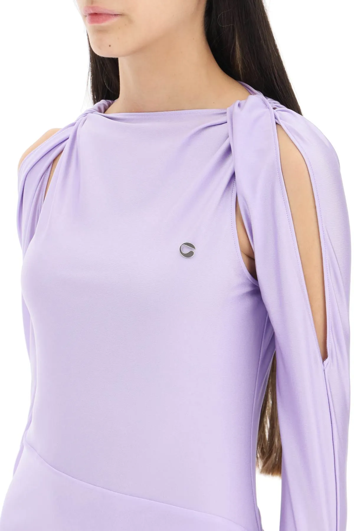 draped mini dress with cut-out details