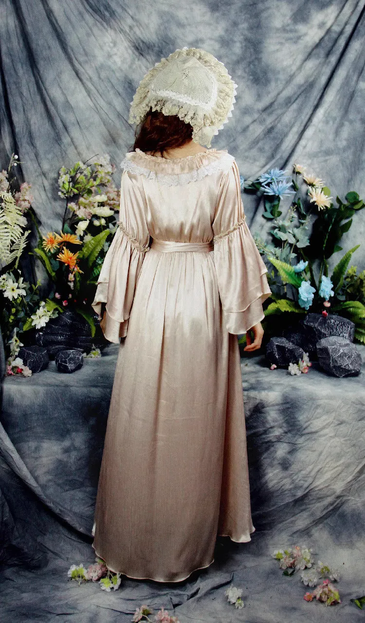 Dreamy Coquette Ruffled V Neck Silk Dress