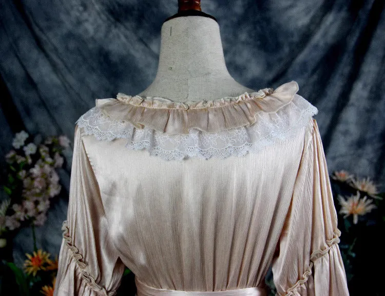 Dreamy Coquette Ruffled V Neck Silk Dress