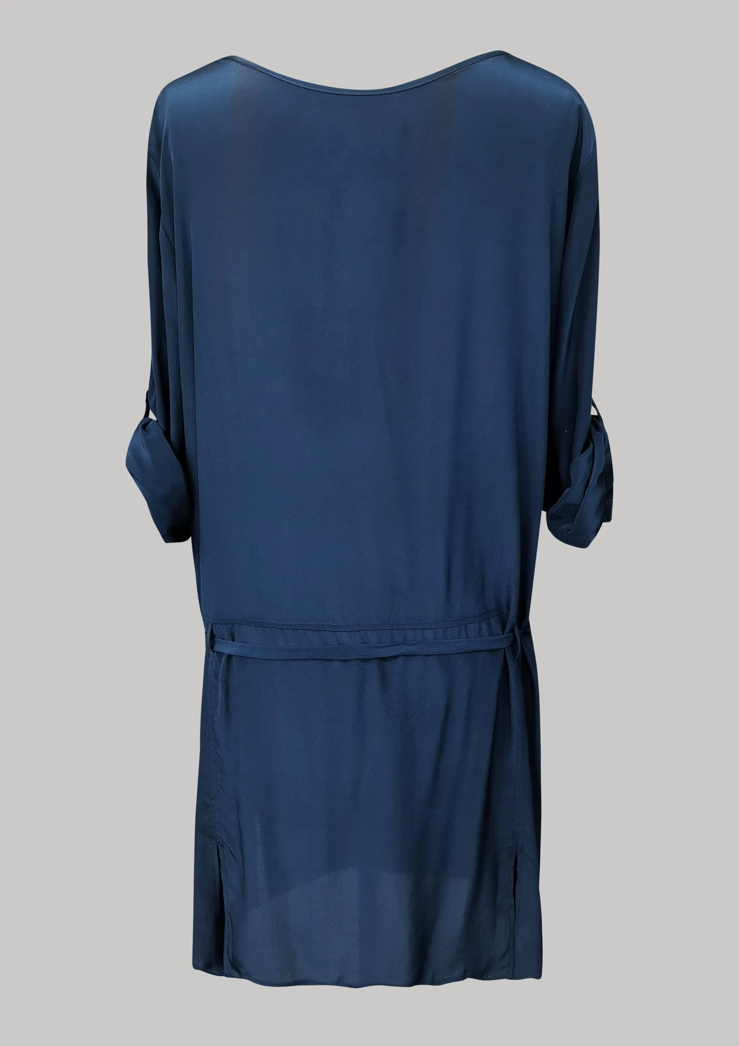 DRESS ROLLUP SLEEVES - SILK dark blue