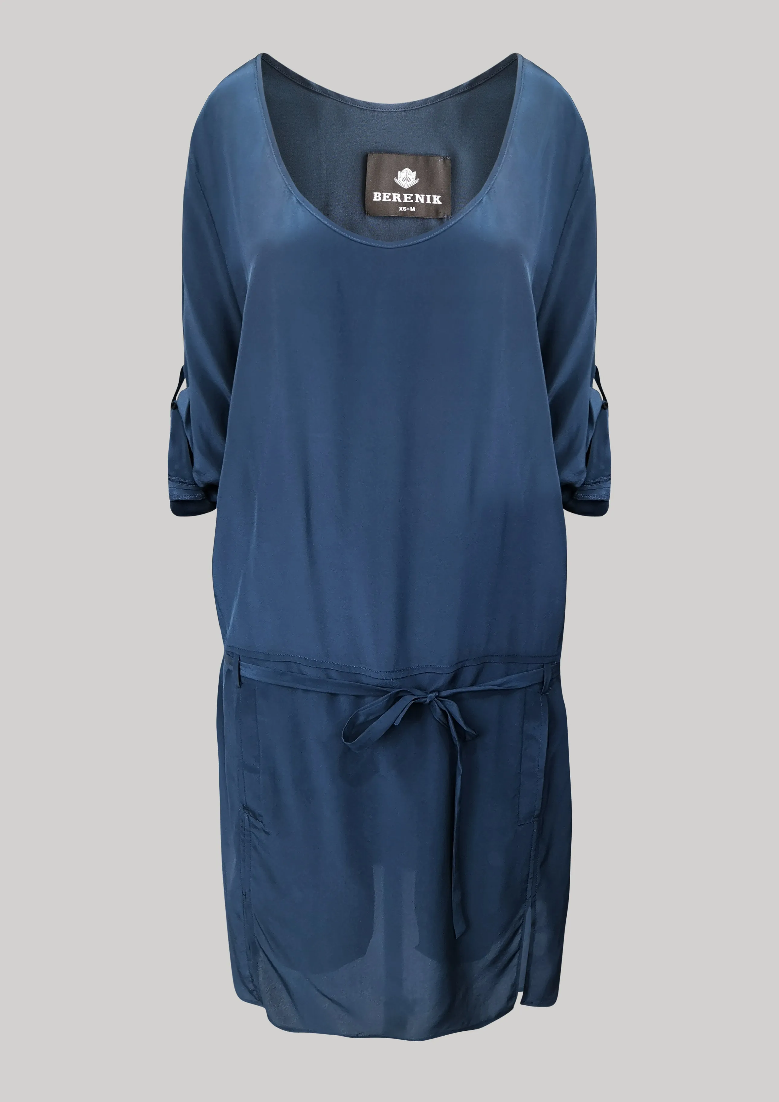 DRESS ROLLUP SLEEVES - SILK dark blue