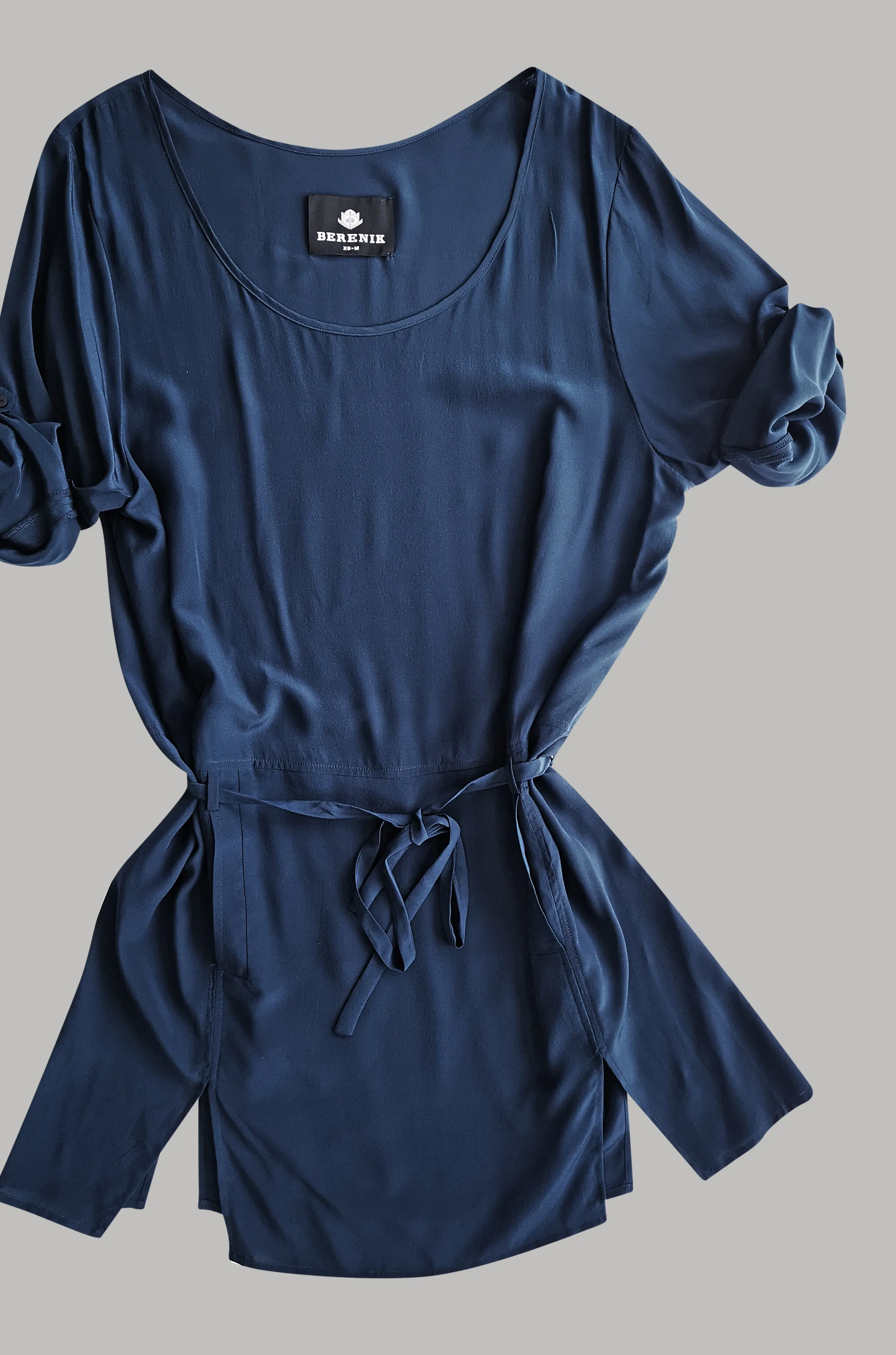 DRESS ROLLUP SLEEVES - SILK dark blue